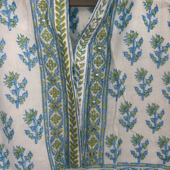 Bella Tu - Size Large -  Blue and Green Patterned Dress - Picture 4 of 4